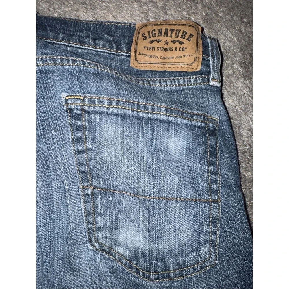 Y2K Signature Levis Jeans Grunge Work 34x32 Light Med Wash Whiskering Straight